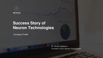 Neuron Technologies  Company Profile  Dr. Ismayil Alakbarov  Founder &amp; CEO, Neuron Technologies