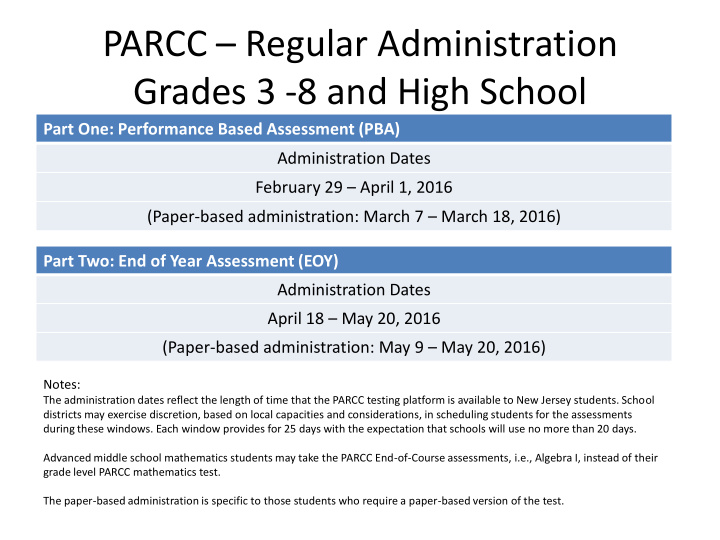 parcc regular administration