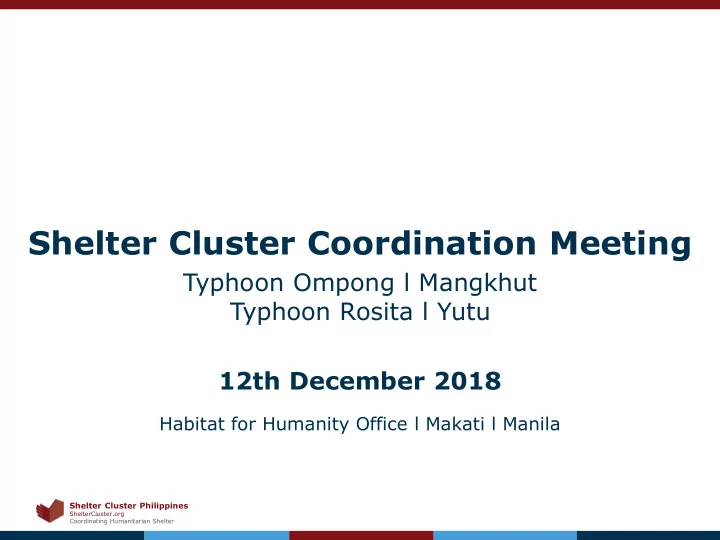 shelter cluster coordination meeting