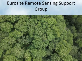 Eurosite Remote Sensing Support  Group  How did this group arise?    The suggestion for a