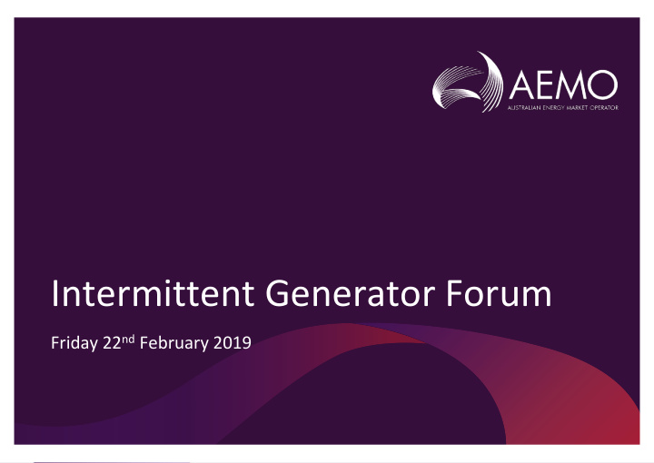 intermittent generator forum
