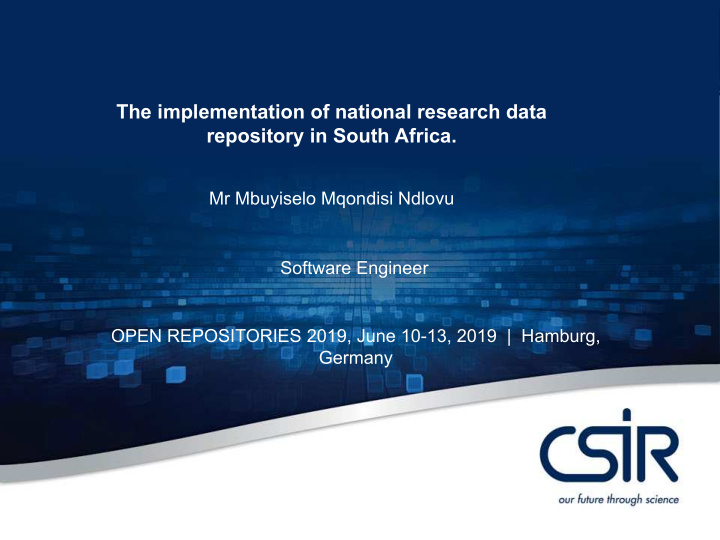 the implementation of national research data repository
