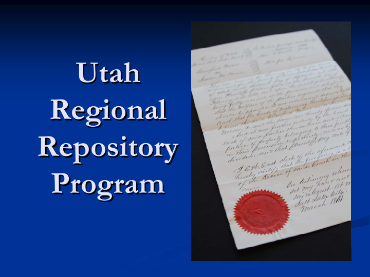 utah utah regional regional repository repository program