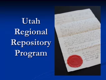 Utah  Utah Regional  Regional Repository  Repository  Program  Program  Utah State  Utah State