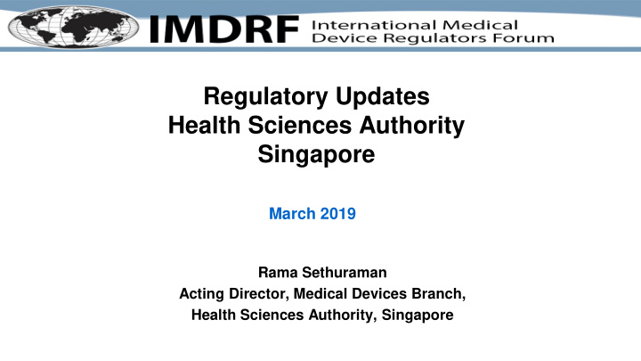 regulatory updates health sciences authority singapore
