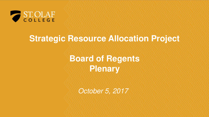 strategic resource allocation project
