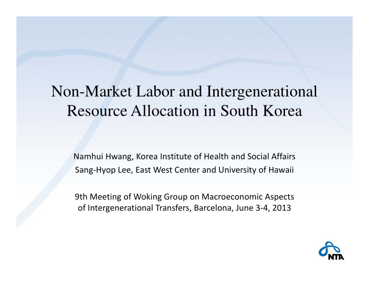 non market labor and intergenerational resource