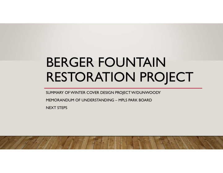 berger fountain restoration project