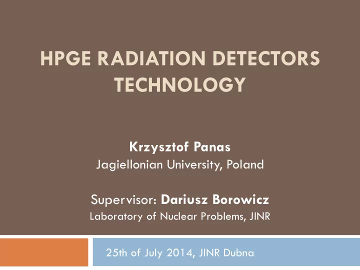 hpge radiation detectors technology