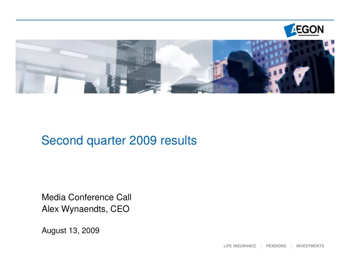 second quarter 2009 results