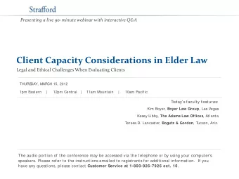 Client Capacity Considerations in Elder Law  Legal and Ethical Challenges When Evaluating Clients