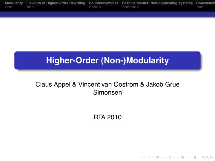 higher order non modularity