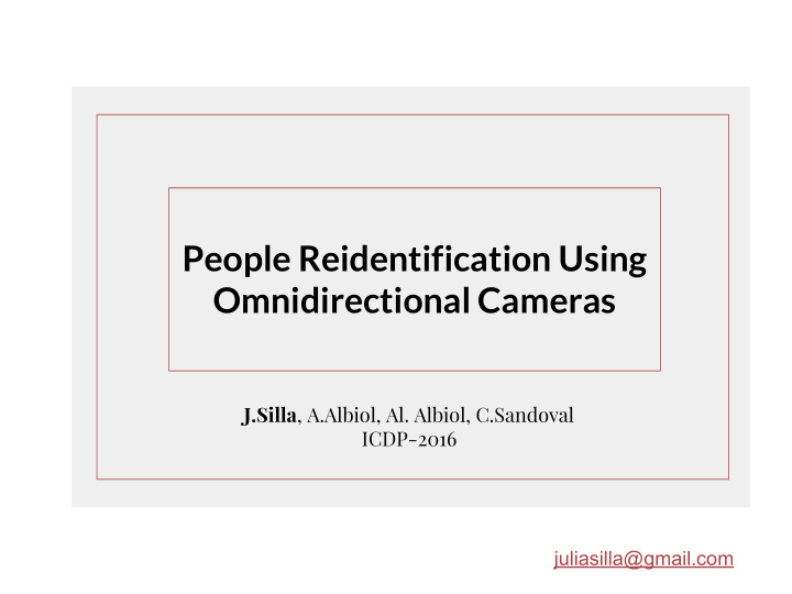 people reidentification using omnidirectional cameras