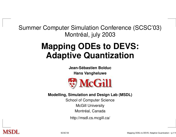 mapping odes to devs adaptive quantization