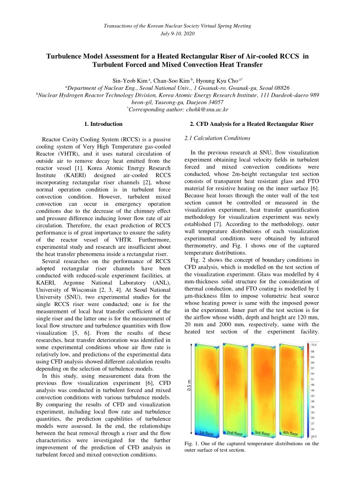 turbulence model assessment for a heated rectangular