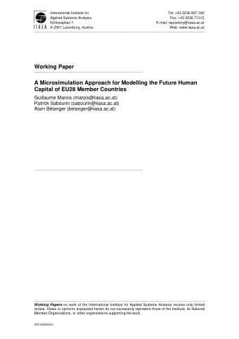 Working Paper  A Microsimulation Approach for Modelling the Future Human  Capital of EU28 Member