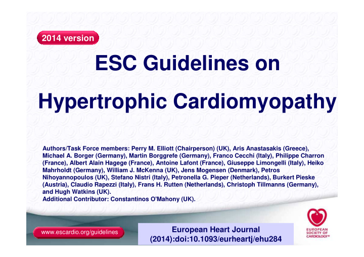 esc guidelines on hypertrophic cardiomyopathy