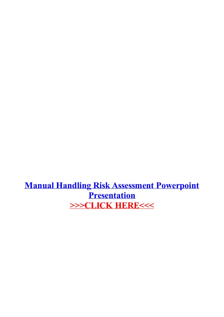 manual handling risk assessment powerpoint presentation
