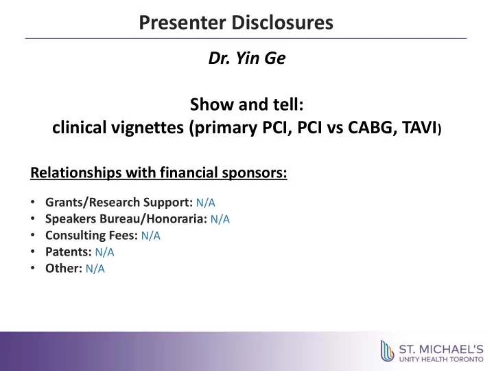 presenter disclosures