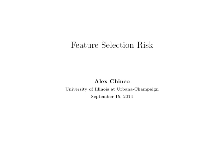 feature selection risk