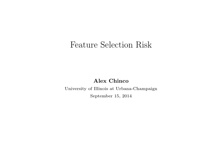 feature selection risk