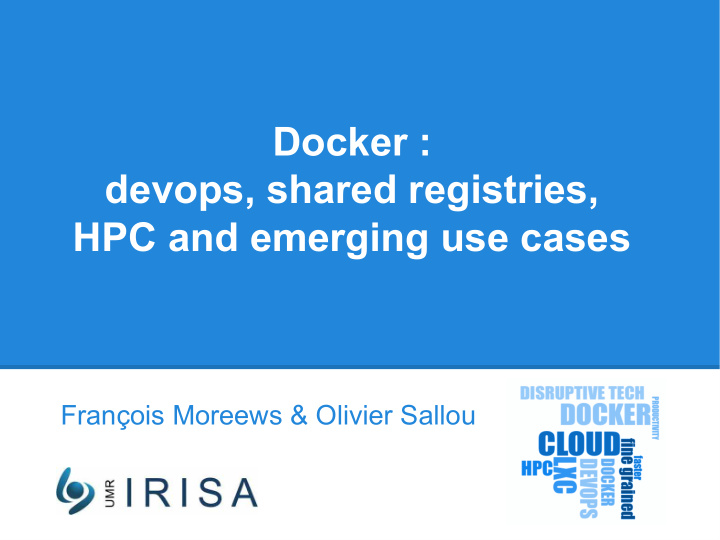 docker devops shared registries hpc and emerging use cases