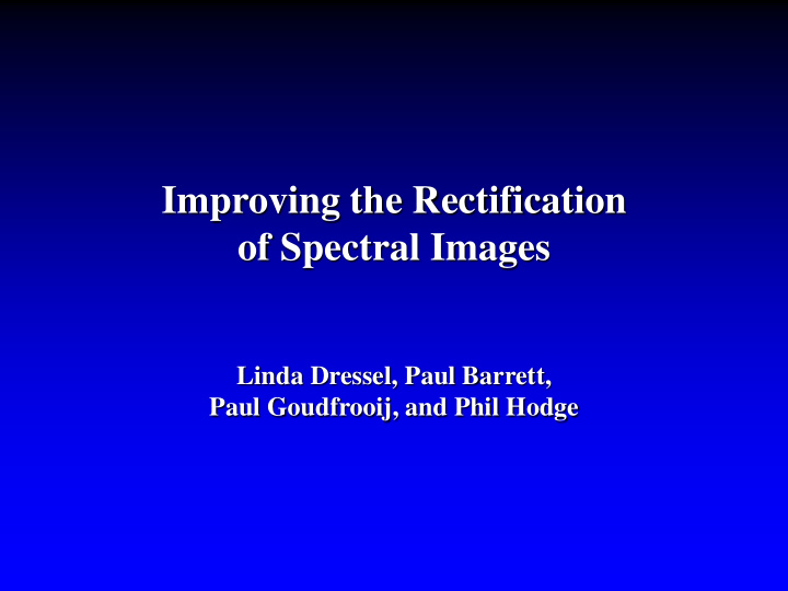 improving the rectification of spectral images