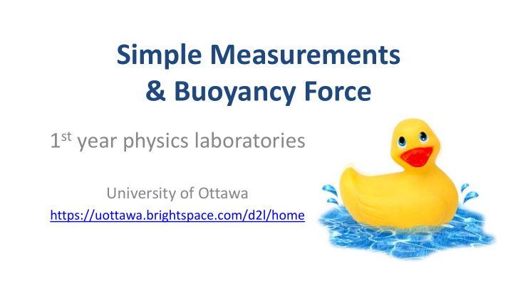 simple measurements buoyancy force