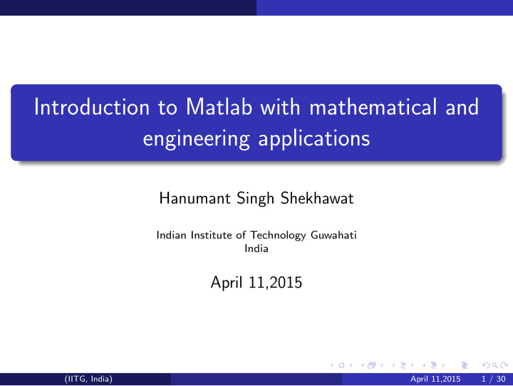 introduction to matlab with mathematical and engineering