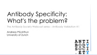 antibody specificity what s the problem