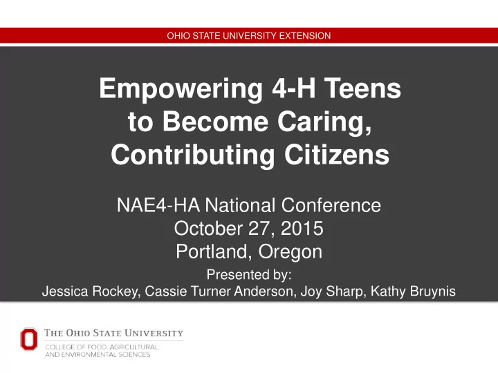 empowering 4 h teens to become caring contributing