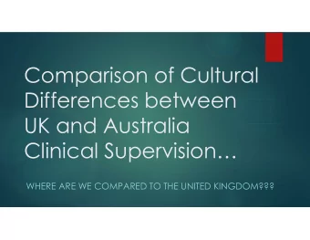 Comparison of Cultural  Differences between  UK and Australia  Clinical Supervision  WHERE ARE