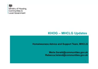 KHOG  MHCLG Updates  Homelessness Advice and Support Team, MHCLG