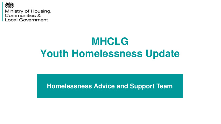youth homelessness update
