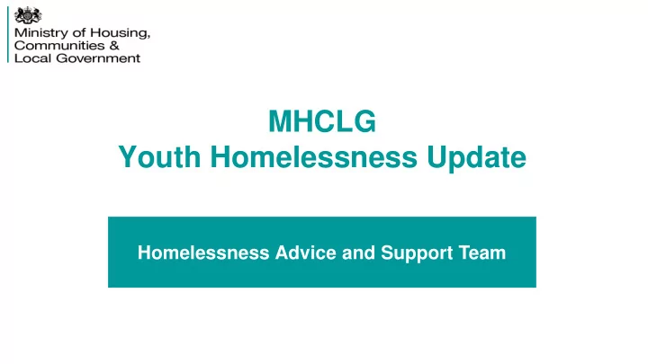 youth homelessness update