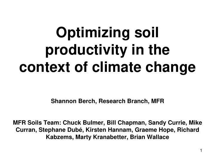 optimizing soil productivity in the context of climate