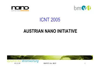ICNT 2005  AUSTRIAN NANO INITIATIVE  03.11.05  BMVIT Abt. III/I5  1  The Austrian Nano Initiative