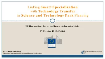 Linking Sm art Specialization with Technology Transfer in Science and Technology Park Planning