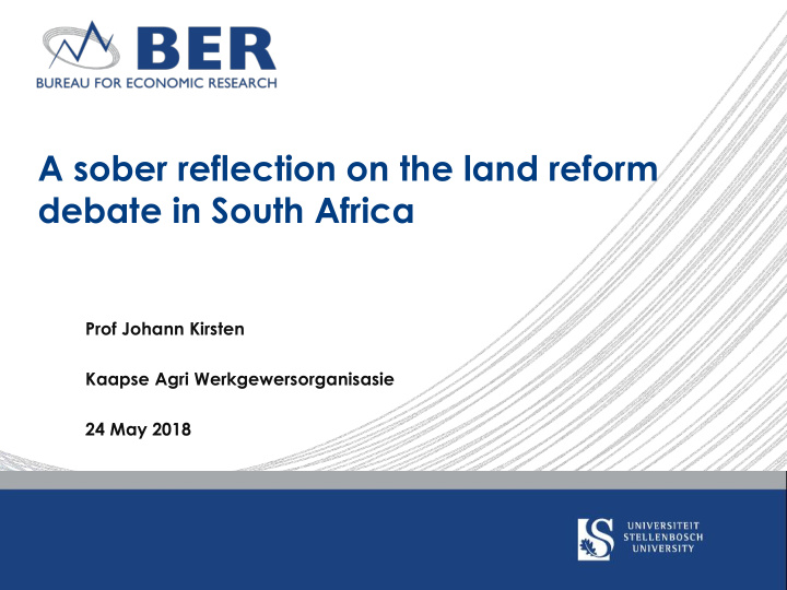 a sober reflection on the land reform debate in south