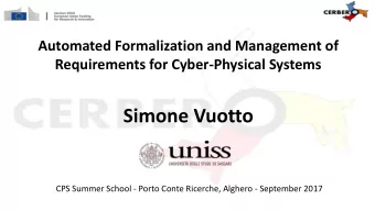 Simone Vuotto  CPS Summer School - Porto Conte Ricerche, Alghero - September 2017  Something about