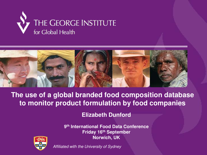 the use of a global branded food composition database to