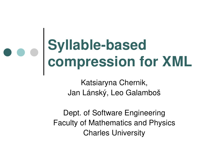 syllable based compression for xml