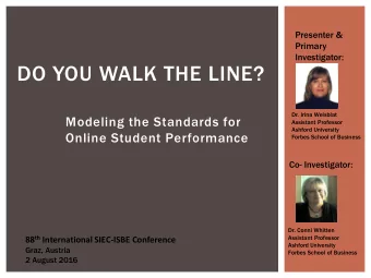 DO YOU WALK THE LINE?  Dr. Irina Weisblat  Modeling the Standards for  Assistant Professor  Ashford