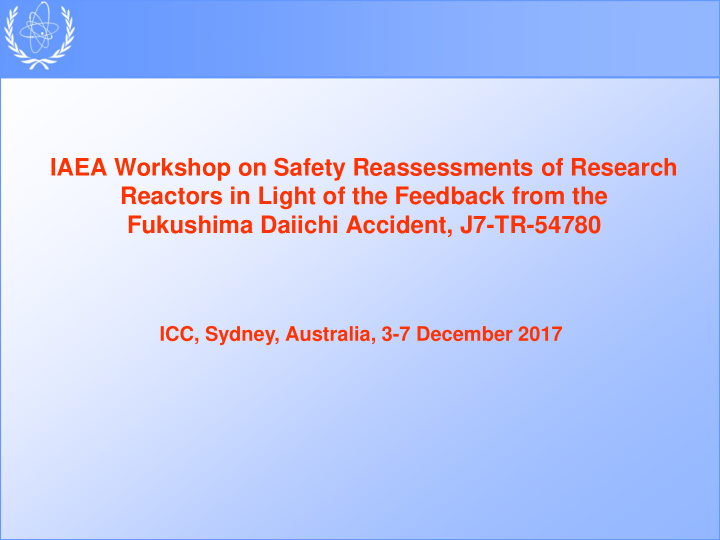 iaea workshop on safety reassessments of research