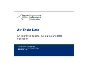 Air Toxic Data  An Improved Tool for Air Emissions Data  Collection  Genesee Finger Lakes Chapter