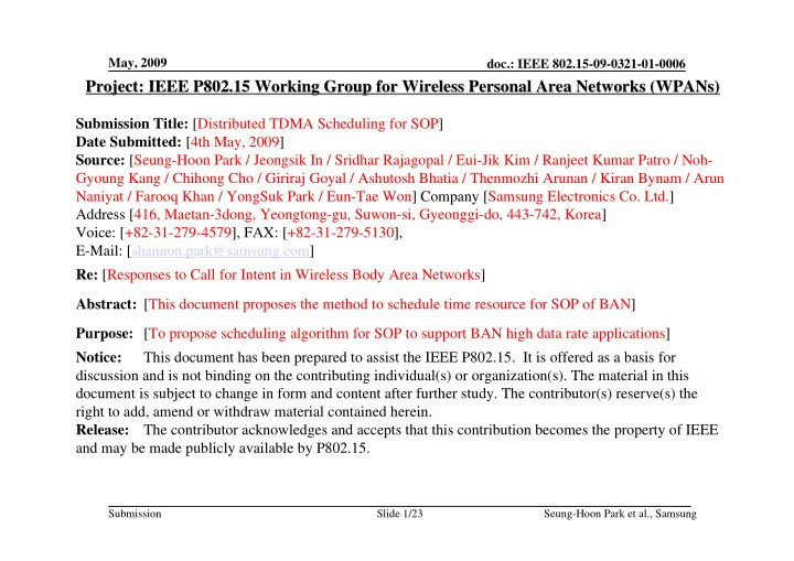 project ieee p802 15 working group for wireless personal
