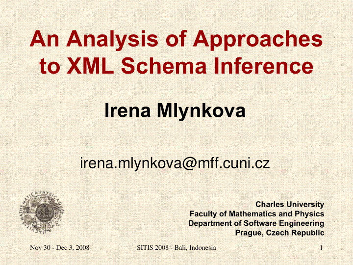 an analysis of approaches to xml schema inference