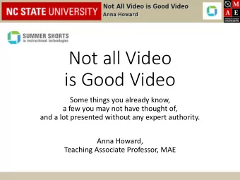 is Good Video  Some things you already know,  a few you may not have thought of,  and a lot