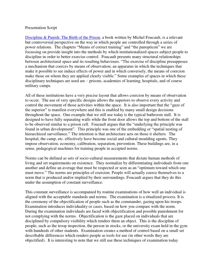 presentation script discipline punish the birth of the