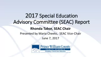 2017 2017 Special  al E  Education  on  Advi  visory Co  Committee (  e (SEAC) R  Rep  eport